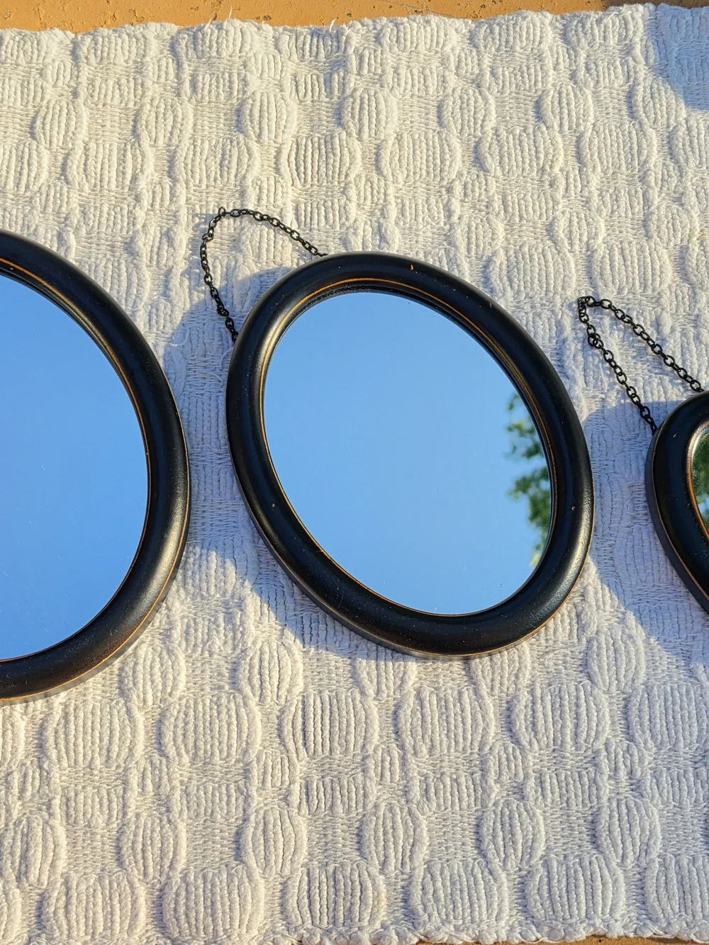 Set of 3 Small Round Black Wall Mirrors